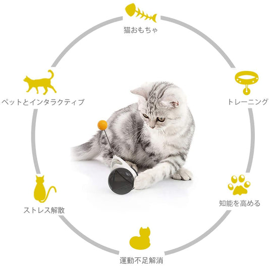 猫 おもちゃ 猫じゃらし タンブラー 玩具車 自動 ネコ おもちゃ 猫のおもちゃ ペットねこ おもちゃ ボ一ル 自動回転 一人遊び ストレス解消 運動不足 解消 知育玩具 安全素材 ホワイト